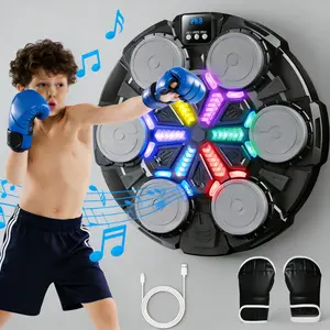 Music Boxing Machine for Kids and Adults, Wall Boxing Punching Pad with Bluetooth & Rhythm Lights, 3 Speed Modes, Home Fitness Boxing Equipment with Gloves for Boys Girls Teenagers