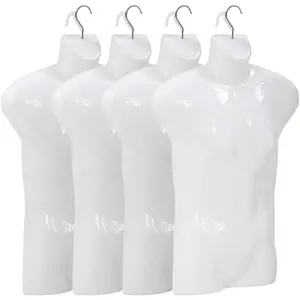 4PCS Male Torso Dress Form Sewing Mannequin Polypropylene (PP) Retail Mannequin Manikin 30 Inch Display Dress Clothing Form with Hook