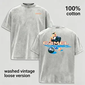 Vintage Billiards Graphic T Shirt for Men, 100% Cotton Washed Vintage Tee, Retro Pool Hall Character Print Shirt, Loose Fit Casual Streetwear, Soft Breathable Crew Neck Tee, Unisex Gift for Billiards Players and Retro Fashion Lovers