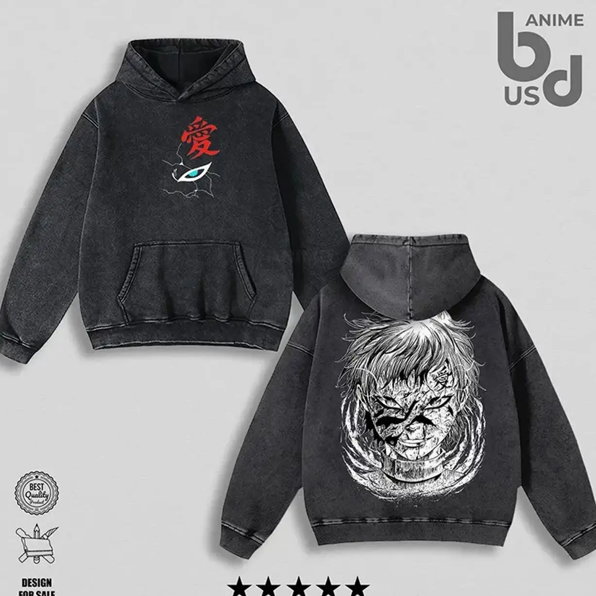 Gaara of the Desert Naruto Merch Oversized Unisex Cotton Hoodie - Double Printed Retro 90s Graphic, Soft Streetwear Tops, Apparel Clothes, Gift for Anime Fans CWE, Shirt, Sweatshirts, Pieces, Seamless