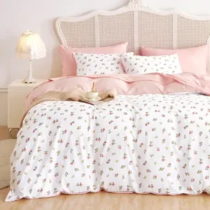 - Floral Comforter Set, Coquette Cottagecore Cute Flower Rose Pattern for Teen Girls, Soft Lightweight Dorm Bedding, 3 Pieces, Pink, Full Size