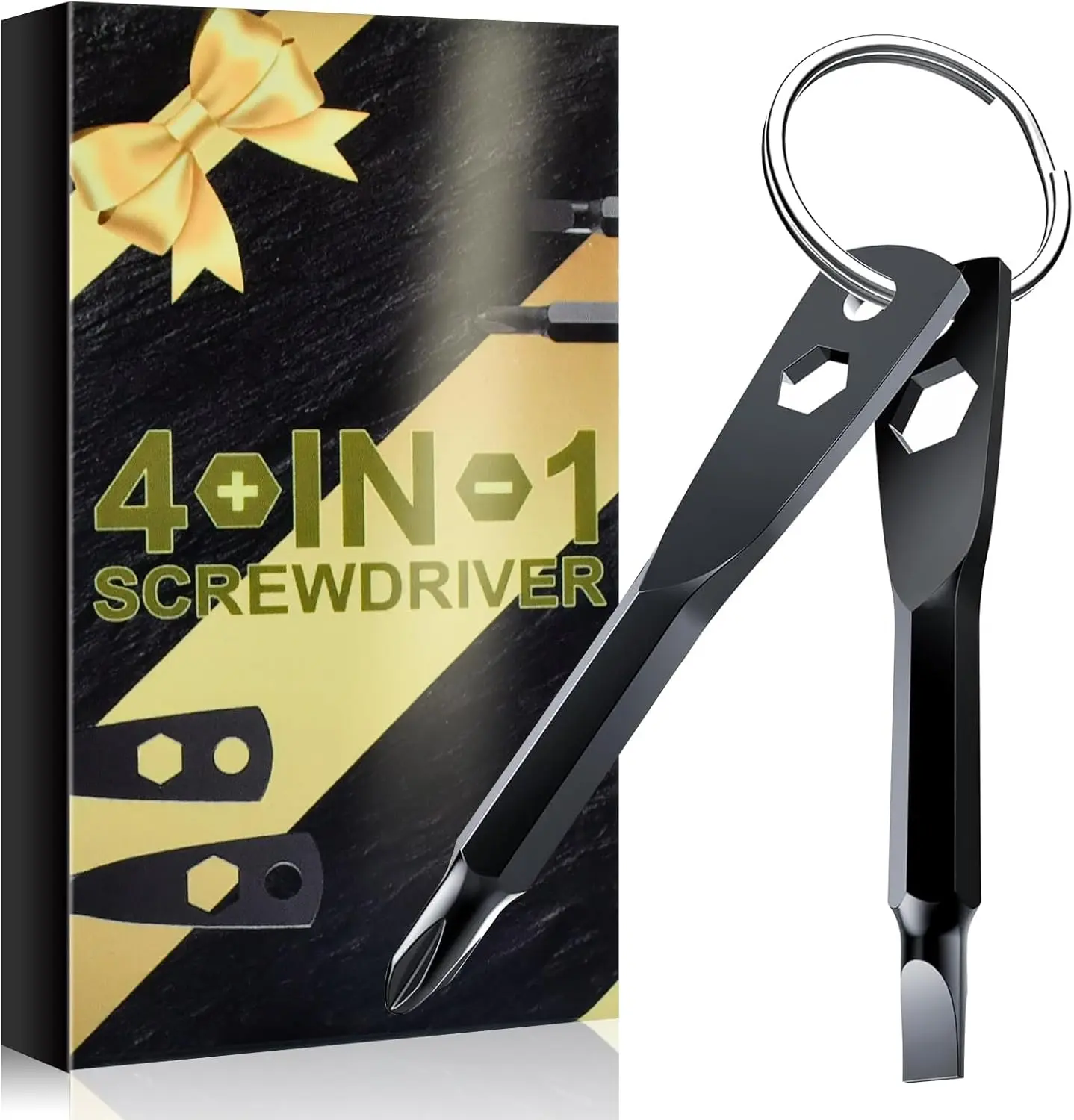 Stocking Stuffers for Men Adults, Christmas Gifts 4-in-1   Set for Teens Dad, Multi-functional Cool Gadgets Tools with Phillips and Slotted on Anniversary Birthday White Elephant