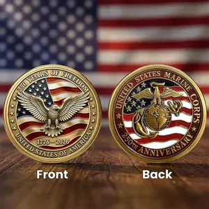 America 250th Anniversary Army Commemorative Coin, U.S. Marine Corps Military Challenge Coin 1776-2026 for Patriotism, American Eagle & Patriotic Symbols Collectible