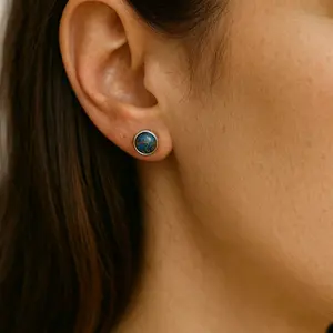 Handmade 925 Sterling Silver 4mm Black Opal Stud Earrings • Fireburst Color Play • Dainty Everyday Sparkle