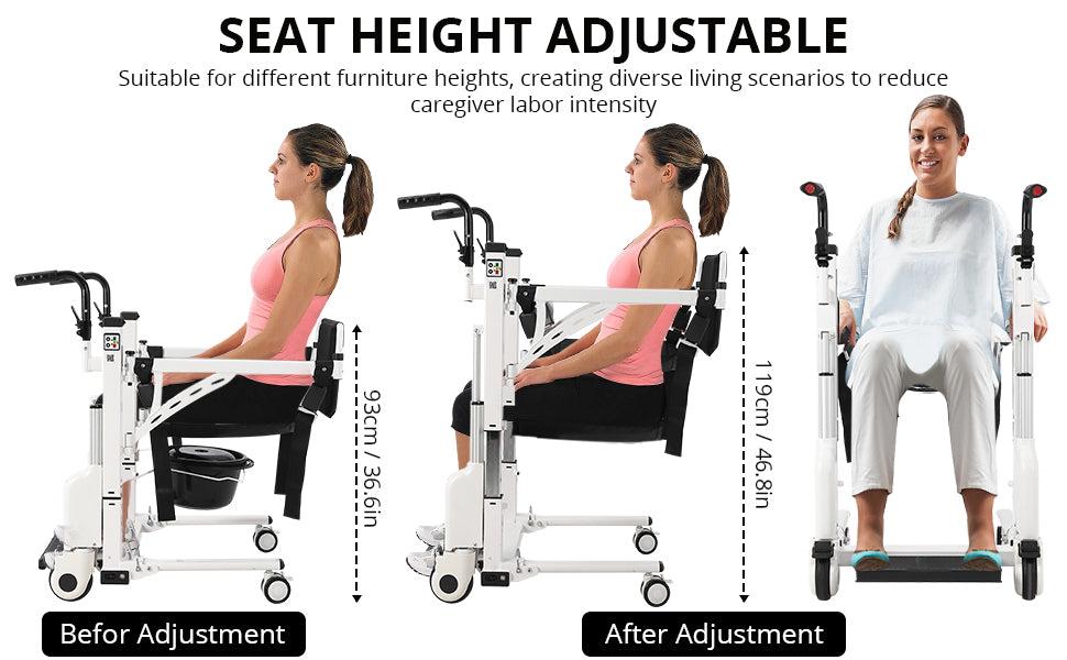 GARVEE Hoyer Lifts for Home Use, Electric Patient Lift Transfer Chair,Hydraulic Patient Lift Transfer Chair, Bathroom Wheelchair with 180° Split Seat and Potty, Portable Elderly Lift