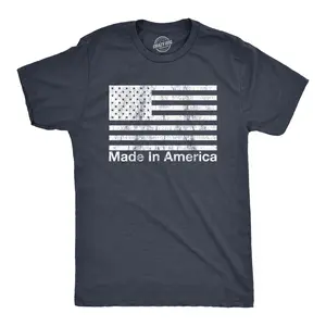 Mens Made In America T Shirt Funny Patriot Flag US Pride Party Graphic Tee Mens Funny T Shirts Cool Vintage Fashion T-Shirt Gift Classic Menswear Patriotic Apparel for Men Novelty Tees for Guys Navy