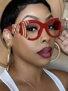 Unisex Fashionable Retro Colorblock Eyeglasses, Trendy Casual Large Frame Eyeglasses for Everyday Use, Fashion Accessories for Outdoor Activities