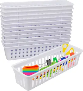 Classroom Pencil or Rubber Organizer Basket Trays, Office  Baskets Organization Trays for  School Classroom Office 12 Pack (White)