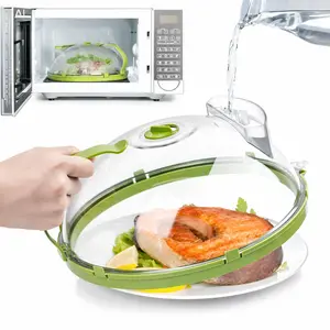 Clear Microwave Splatter Cover with Steam Vent – Easy-Grip Handle Food Cover, Anti-Splash Lid for Mess-Free Heating, Reusable Kitchen Essential