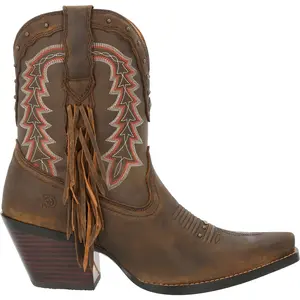 Durango Womens Crush Embroidered Snip Toe Zippered  Casual Boots Ankle Mid Heel 2-3" - Brown