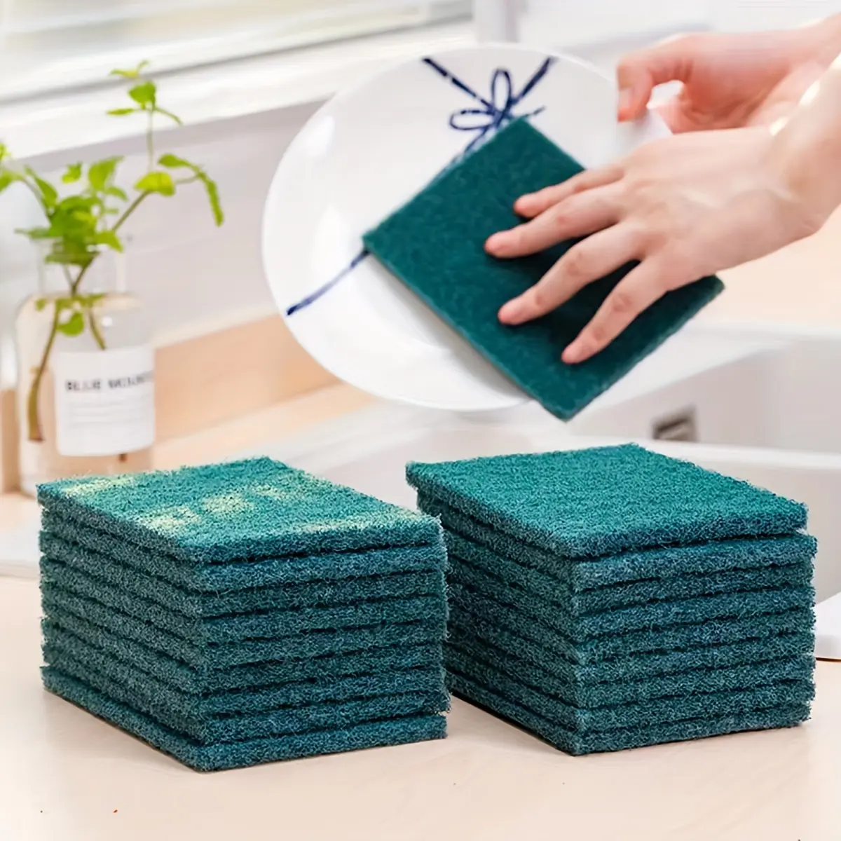 5-10pcs of Scouring Pads, Dishwashing Cloths, Thickened Scouring Pads for Cleaning the Bottom of Sinks, Multi-purpose Cleaning Sponges, Household Cleaning Scouring Pads, Dishwashing Sponges, Premium Kitchen Scrubbing Sponges, Durable Scratch