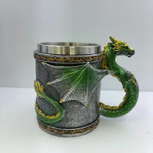 Dragon Cup 450ML Resin Stainless Steel Beer Mug, Durable Drinkware for Daily Use, Perfect Gift Idea for Coffee Lovers
