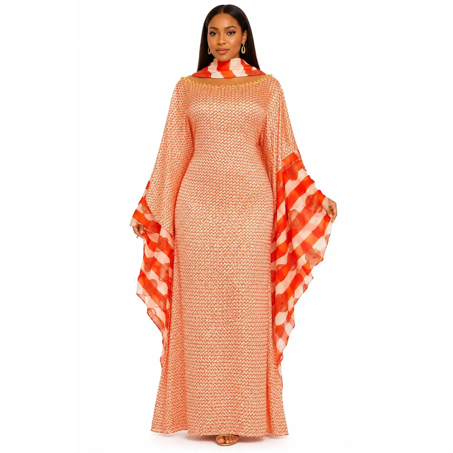 Orange Tribal Prestige African Boubou