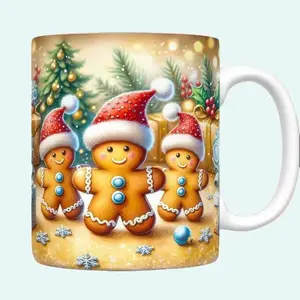 Suite Craker Christmas Gingerbread Men Design Ceramic Festive Holiday Mug for Tea or Coffee Perfect Gift for Holiday Gatherings