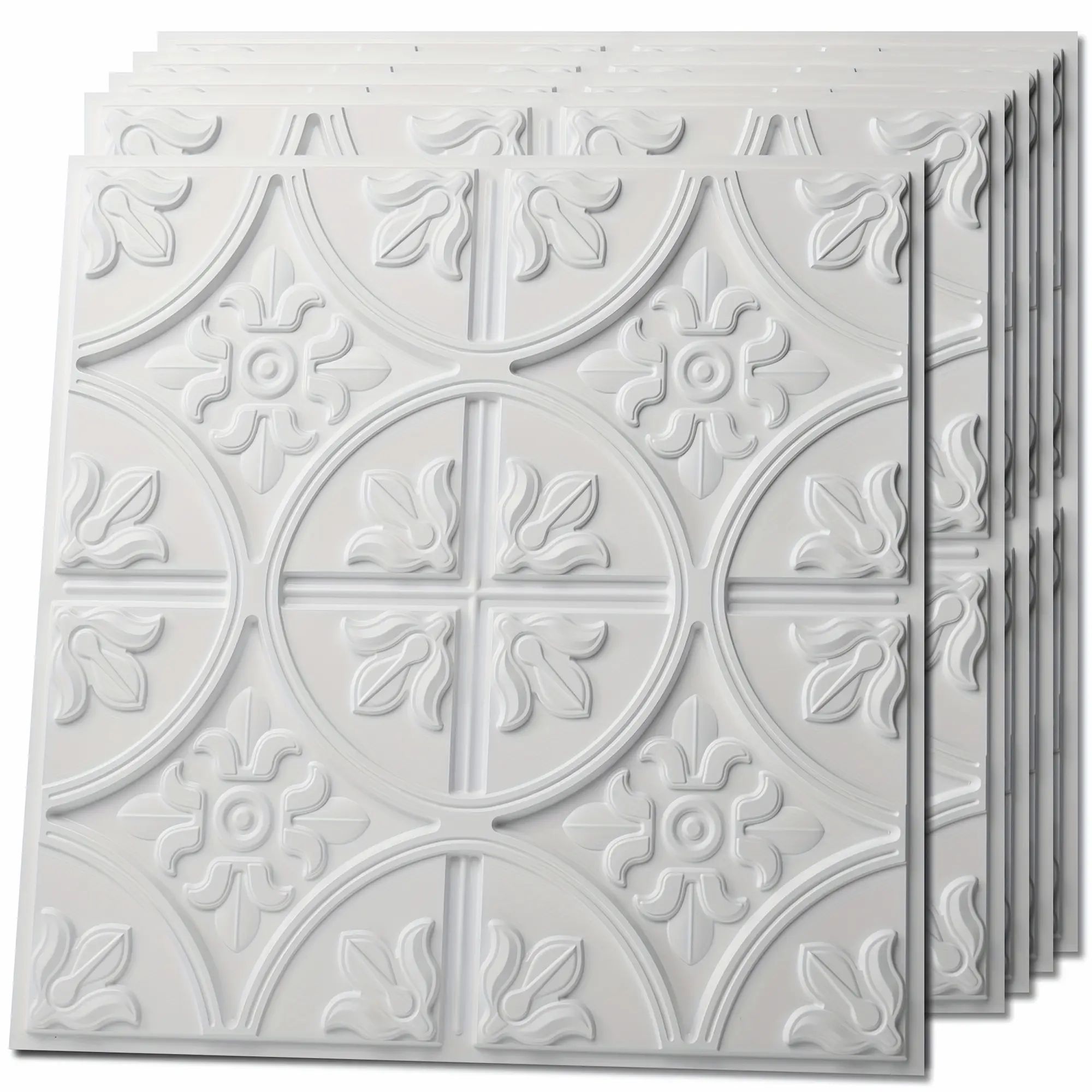 Art3d 12-Pack Drop Ceiling Tiles 24"x24" Ceiling Panel, Fancy Classic Style in White, 48 Sq.ft/Case