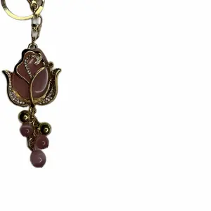 Elegant Beaded Flower-Shape Bag Charm, Fashion Accessory Keychain