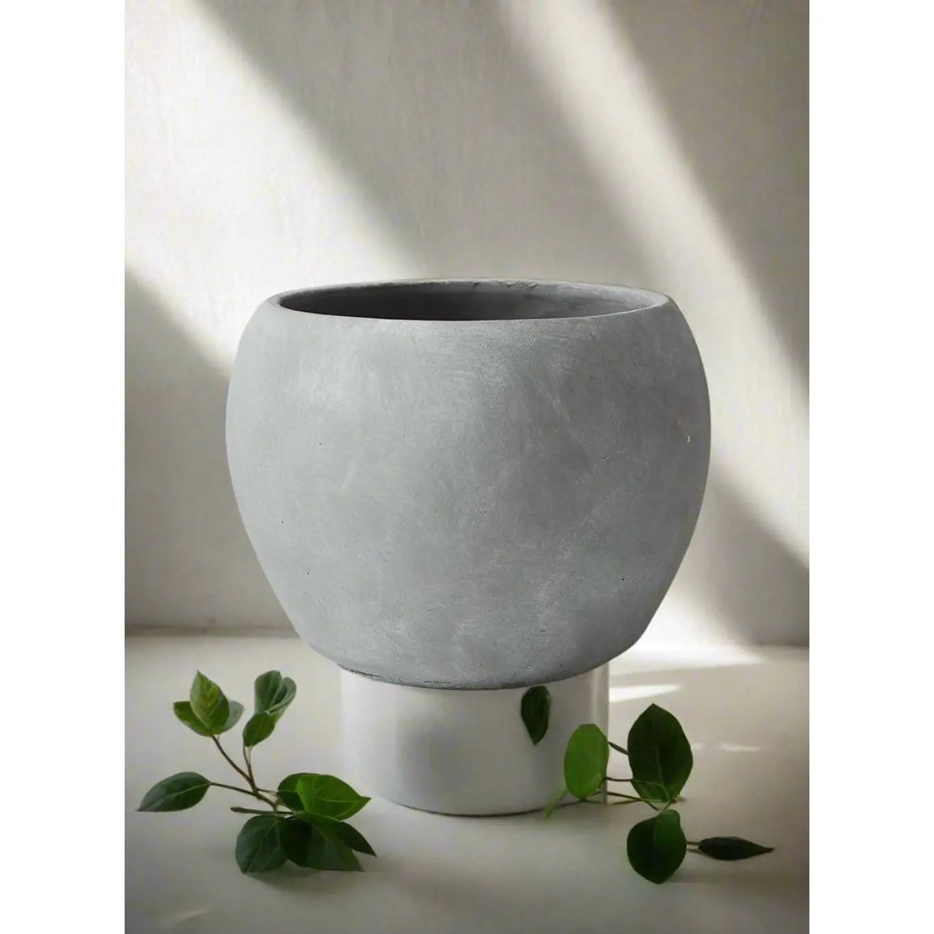 Decorative Grey Cement Curvy Fishbowl Vase Collection