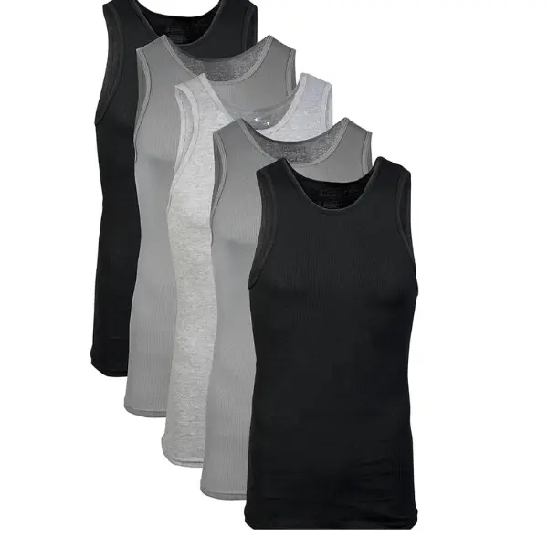 ZMIKS Men's Classic Ribbed A-Shirts 5 Pack Premium Breathable Cotton Tank Multipack for Everyday Comfort and Durability