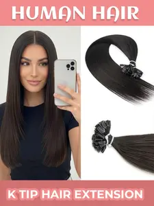 K-Type Hair Extensions, Increases Volume & Length, Keratin Fusion Technology, Remy Real Hair, Nail Glue, Straight /golden Gradient/
