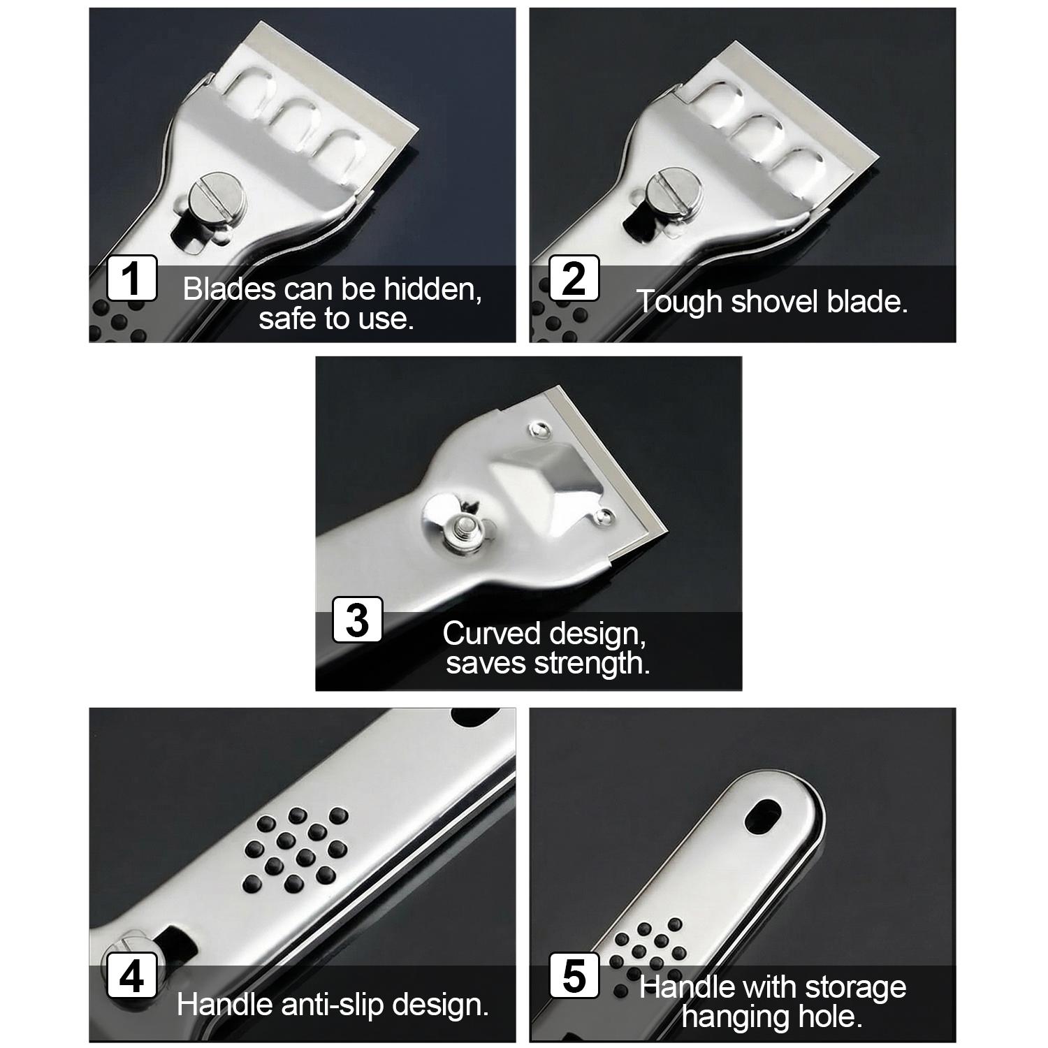 Razor Blade Scraper Tool, for Glass Ceramic and Induction Cooktops Glass Cooktop Stove Scraper with 5PCS Replacement Accessories for Glass Clean,Paint,Old Label,Decal Sticker,Adhesive Remover