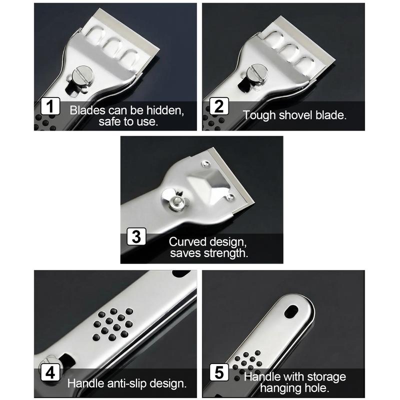 Razor Blade Scraper Tool, for Glass Ceramic and Induction Cooktops Glass Cooktop Stove Scraper with 5PCS Replacement Accessories for Glass Clean,Paint,Old Label,Decal Sticker,Adhesive Remover