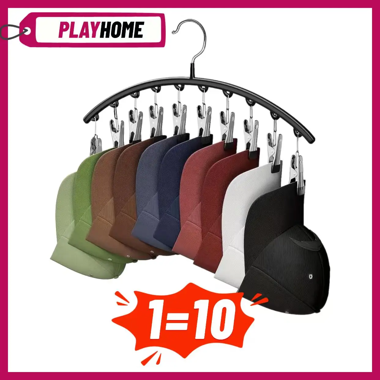 Curved Hanger with 10Clips,Stainless Steel Yoga Pants Hanger, Space Saving Closet Hanger, Coat Hanger Closet Organizers, Wardrobe Storage Rack, Dormitory Storage Rack for Clothes Socks Organizer Storage, Unique Furniture for Bedroom Hanging