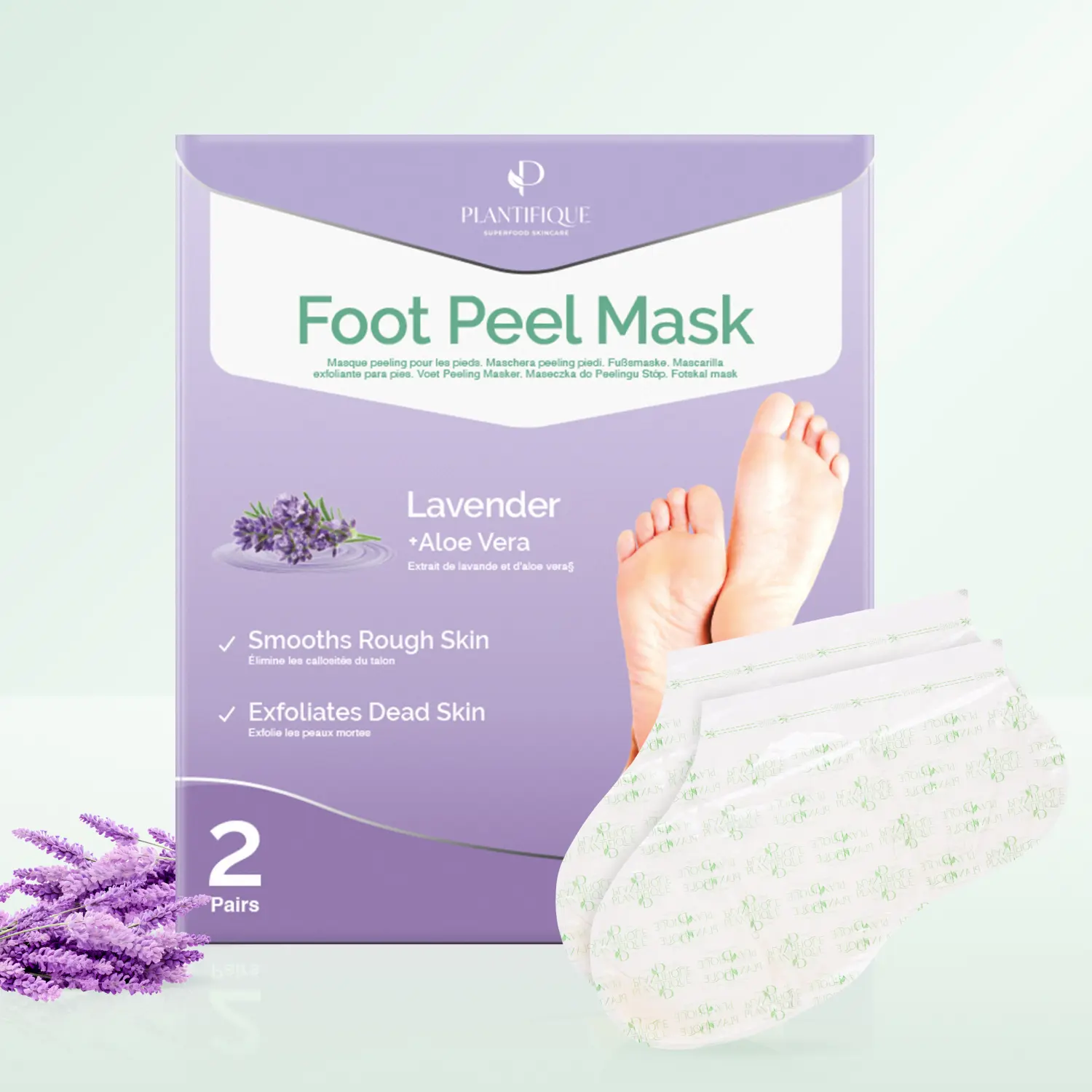 [PLANTIFIQUE Official Shop] Lavender Foot Peel Mask – Exfoliating Foot Peeling Mask for Dry Feet – Dead Skin & Callus Remover – Moisturizing Foot Treatment – 2 Pairs