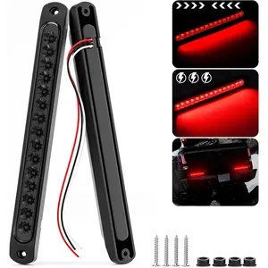 10" LED Trailer Brake Tail Lights Bar Red Stop Turn Tail Identification Lights Assembly Clearance Trailer Lighting Strip w/Smoked Lens Waterproof for Pickup Golf Cart Offroad Truck RV UTV, 2Pcs