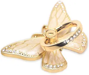 Butterfly Cell Phone Ring Grip Holder, 360 Degrees Rotation Phone Ring Grip Stand, Metal Finger Kickstand Compatible with iPhone, Samsung Galaxy, Android Phone