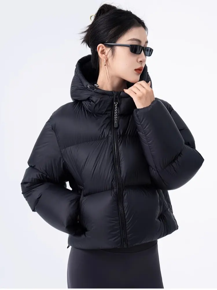 Kendou Wind 2023 New White Duck Down Jacket Women Hooded Small Bread Suit Thick Warm Coat