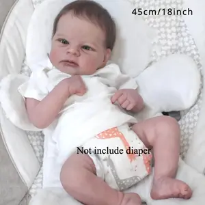 A complete set for the baby 18inch 45cm Soft Silicone Reborn Baby Doll Girl Princess Newborn Bebe Toy Children's Dress-Up Art Doll with 3D Marble Texture Skin Visible Veins Realistic for Kids Ages 3+