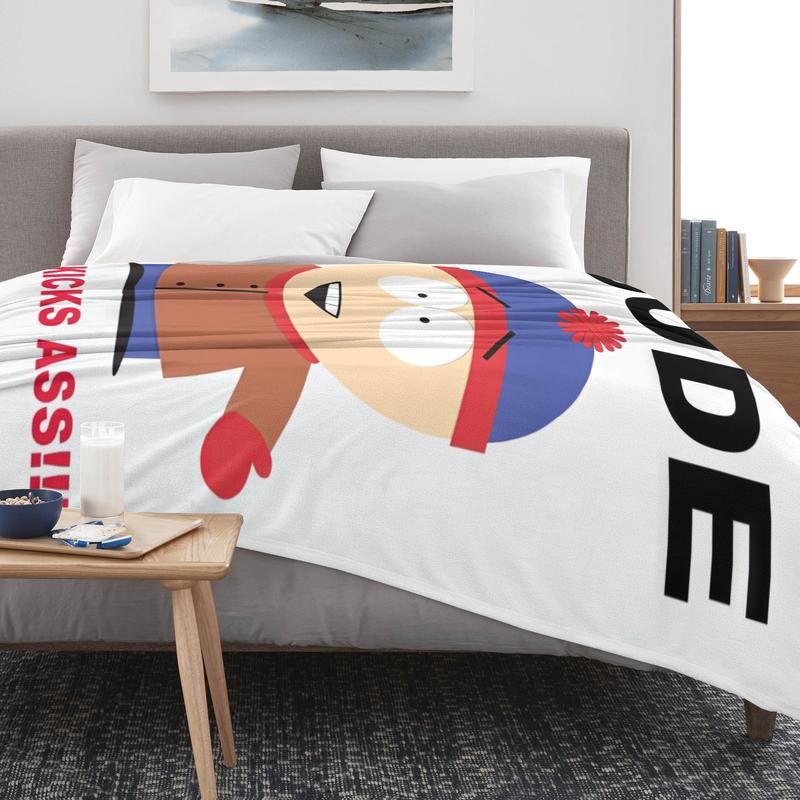 South Park Cartman "Dude That Kicks Ass" Fleece Blanket - Epic Attitude Quote, Super Soft & Edgy