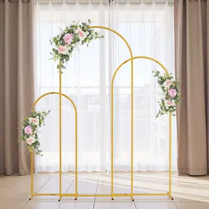 3 Pcs Metal Arch Backdrop Stand, 6Ft 6.6Ft 7.2Ft Wedding Arch Frame Set, Outdoor Square Arched Frame Balloon Arch Stand for Wedding Ceremony Baby Shower Birthday Party Garden Decoration, Photo, Iron