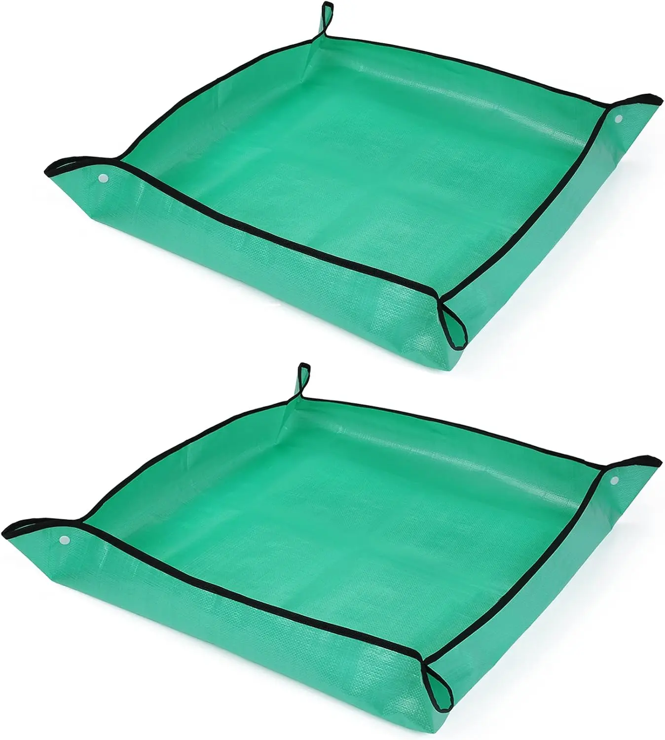 Garden Maintenance Square Indoor Repotting Mat, 19.6x19.6 Inches Leak-Proof Easy-to-Clean Potting Tray for Butterfly Cage, Green Set of 2