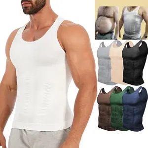 1/2/3 Pack Menswear Body Shaper Tummy Control Vest Shapewear Compression Tank Top Shirt Sleeveless Breathable Workout Sports Underwear Stretchy Chest Protector Fabric Suits Soft Gym Clothes Casual