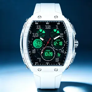 Women's fashion digital-analog watch, casual sports quartz digital watch, with luminous dial and alarm function, waterproof watch, with digital display, comes with a box