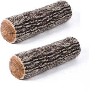 Decorative Round Throw Pillow, 3D Digital Print Comfortable Kids Funny Cute Wood Log Pillow Cylinder Floor Cushion for Home, Couch, Sofa, Bedroom, Living Room Decor, Trunk, 2 Pack