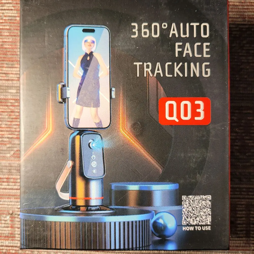 Q03 Auto-Tracking Phone Stand with 360° Rotation & Gesture Control for Enhanced Viewing Experience Selfie Cellphone AI Tracking for Content Creators Streamers Professionals