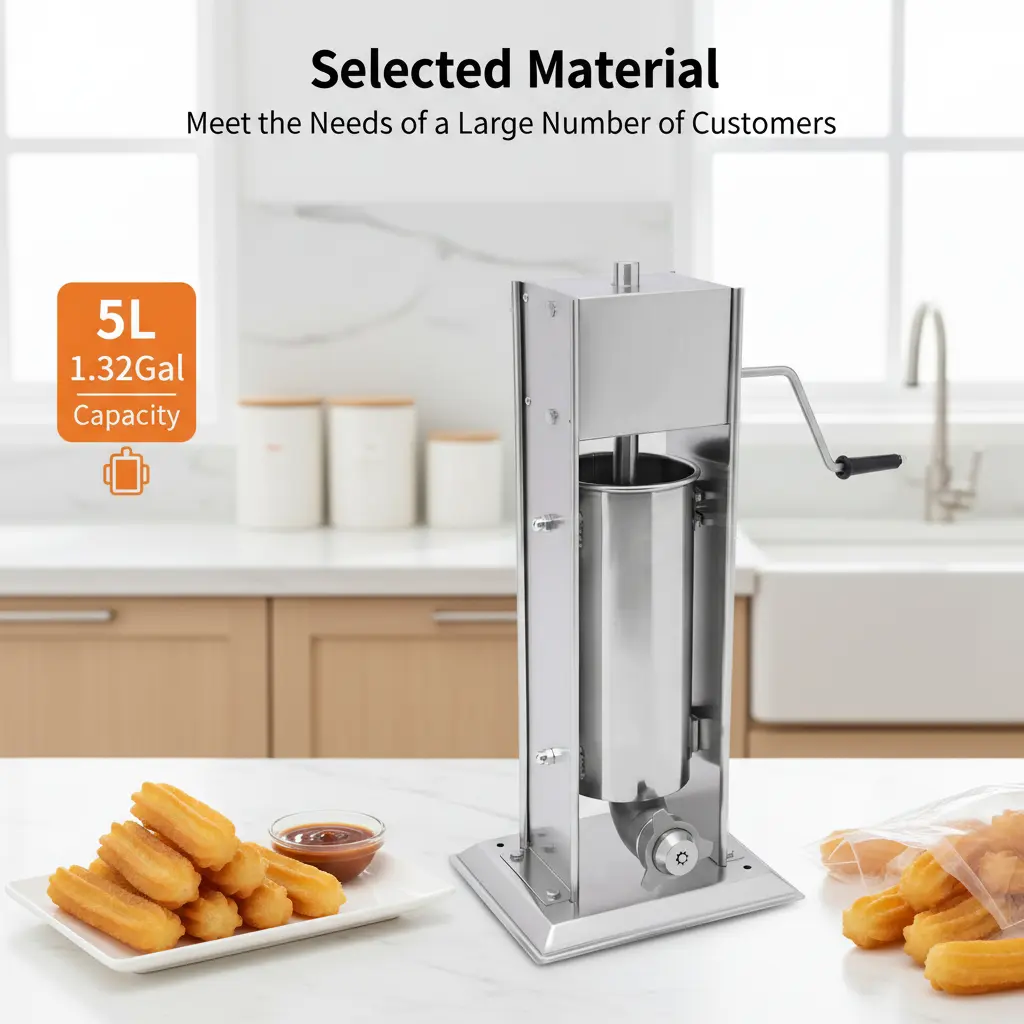 5L Manual Fried Dough Maker Stainless Steel with 6 Nozzles for Bakery Cafe Restaurant Use