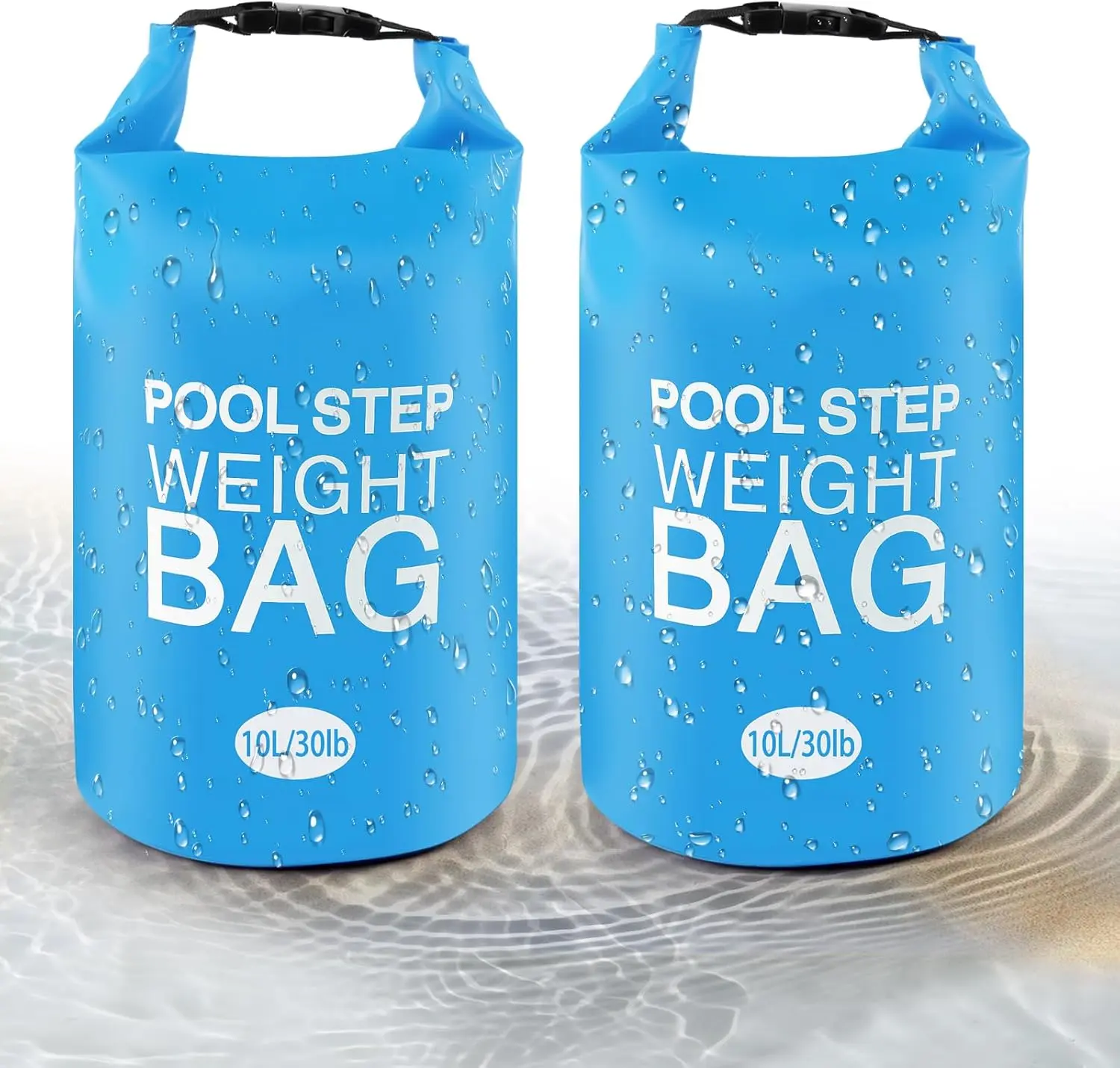 Heavy Duty Pool Ladder Weights 25 lb - 2 Pack Pool Step Sand Bags for Above Ground Pools, Waterproof 500D PVC, Tear-Resistant Pool Stair Stabilizer to Prevent Floating, Sky Blue