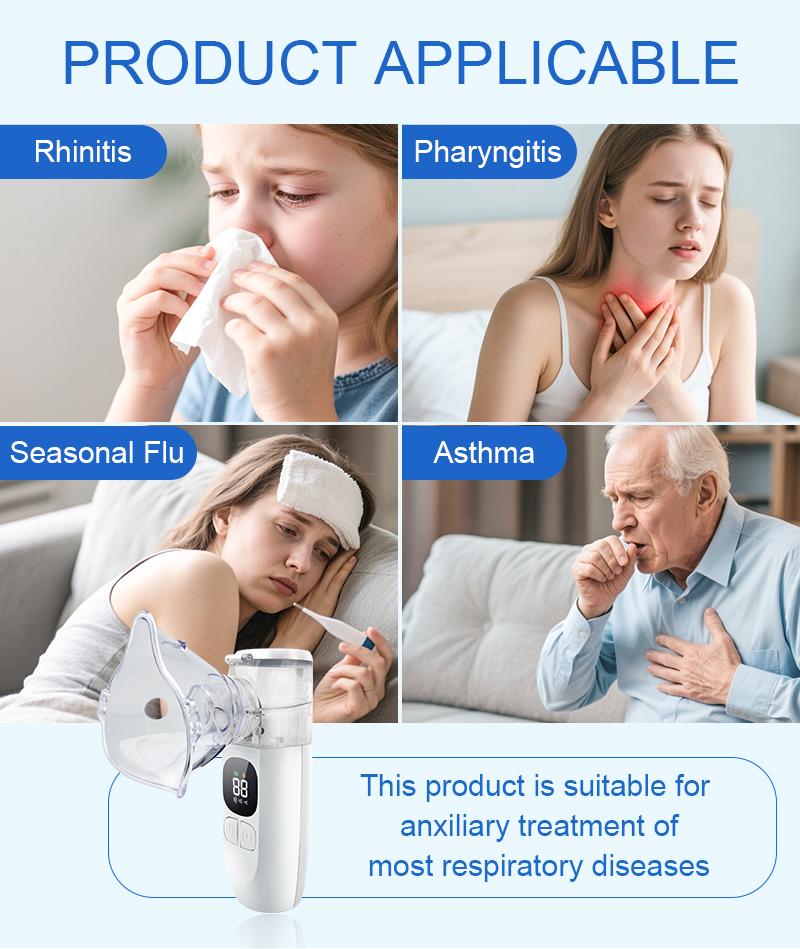 Nebulizer, Smart Digital Display Portable Nebulizer for Adults and Kids, Portable Nebulizer Machine for Breathing with Mouthpiece and Mask, Handheld Nebulizer for Travel and Home Use