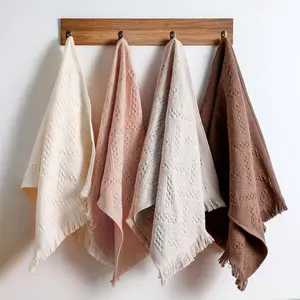 Boho Hand Towel 4 Pack 14 x 30 Inch 100% Turkish Cotton Waffle Textured Absorbent Soft Towels for Bathroom Kitchen Beige Gray Curry Pink Farmhouse Decor Guest Gift
