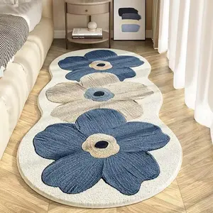 Flower Pattern Rug, Floral Print Rug, 1 Count Non-slip Soft Floor Mat, Decorative Carpet, Floral Area Rug for Home Living Room Bedroom Study Room, Room Decor, Home Decor