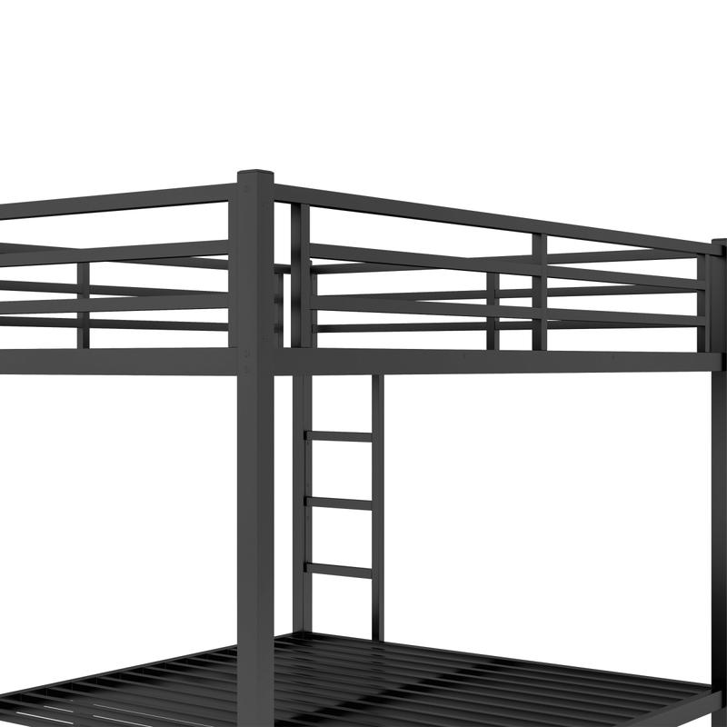 Metal Queen over Queen Bunk Bed for Teens and Adults Solid Construction Electrostatic Powder Coating Under Bed Storage 2 Side Ladders Safety Design 40 Metal Slats Space-Saving Noise Reduced