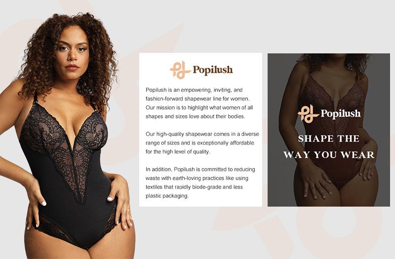 Popilush Deep-V Neck Built-in Shaper Lace Bodysuit - live Popilush Deep-V Neck Built-in Shaper Lace Bodysuit - live