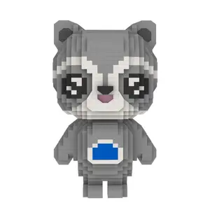 Larcele Animal Series Micro Building Blocks Animal Set, DIY Mini 3D Building Toy Bricks,1211 Pieces KLJM-07 (Raccoon) small building carnival prize