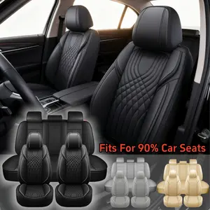 5 Piece Car SUV Seat Covers for Luxury & Comfort - NAPA Leather, Breathable Perforated Suitable For Heated Seat,Seat Cover 2 Front + 3 Rear Full Set, Full Wrap Protection Cushion with Back Storage Pocket, Universal Fit for 95% of Vehicles