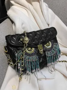 Women's Owl Design Crossbody Bag, Fashionable Chain Strap Shoulder Bag for Daily Used, Casual Trendy Versatile High-quality Daily Commuting Bag