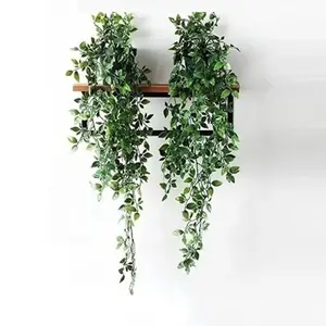 Artificial Hanging Vine Plants in Pots, 2-Count Faux Plants with Pots, Decorative Plants for Home and Office, Indoor and Outdoor Garden Shelves, Hanging Plant Vines, Artificial Hanging Baskets #GLOBAL PICKS
