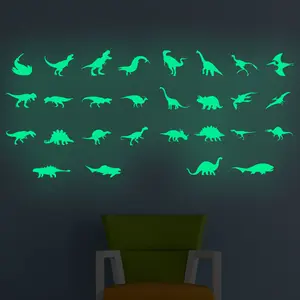 PET Dinosaur Wall Decals,Light green Glow in The Dark Stickers, Dinosaur Wall Decor for Boys Room,Dinosaur Stickers, Wall Decals for Kids Rooms